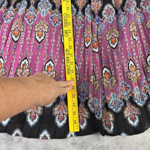 Nicole by Nicole Miller Dress Womens 2 Sleeveless Boho Floral Pleated Fit Flare - Picture 8 of 10